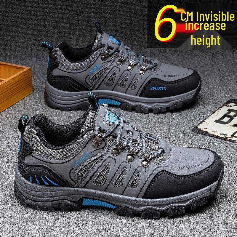 Men's Non-Slip Hiking Shoes: Wear-Resistant, Travel-Ready, Autumn/Winter, Height-Boosting, Ideal for Middle-Aged Travelers.