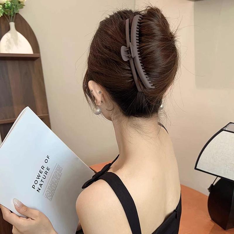 

Матовые заколки-крабы однотонные Идеально подходят для густых и тонких волос Очень большие Двухрядные зубцы Заколки для волос Девушка Прочные Нескользящие кофейный