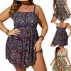 2026 Plus Size European & American Digital Print Skirted Bikini with Tummy Control & Slimming Split Design