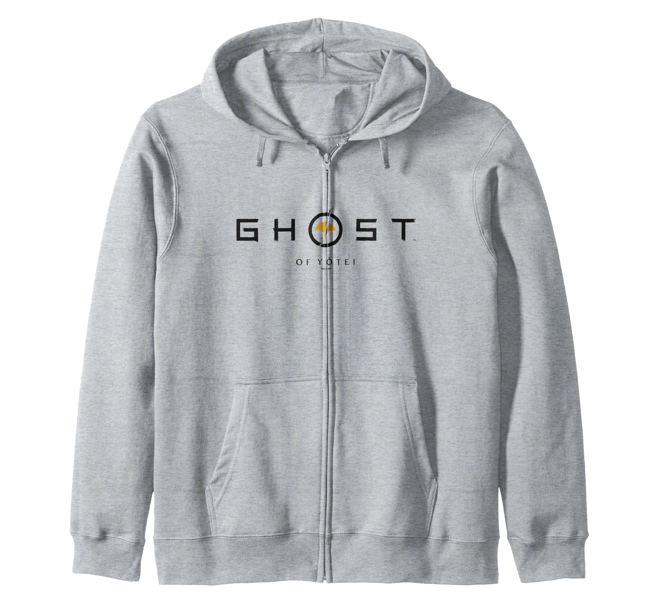 Ghost of Yotei Black and Yellow Minimalistic Logo Zip Hoodie