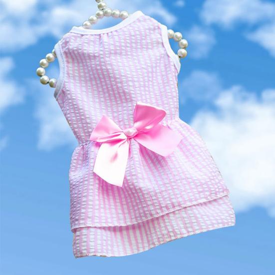 Yousheng Puppy Dress Plaid Printing Bow-knot Decor Apparel Two-legged Dog Costume Skirt for Summer