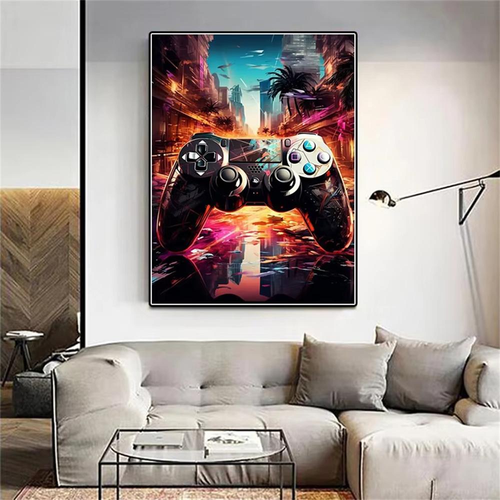 Colorful Neon Light 5D DIY Diamond Painting Kit Game Machine Sticking Diamond Embroidery Handmade Mosaic Home Decoration