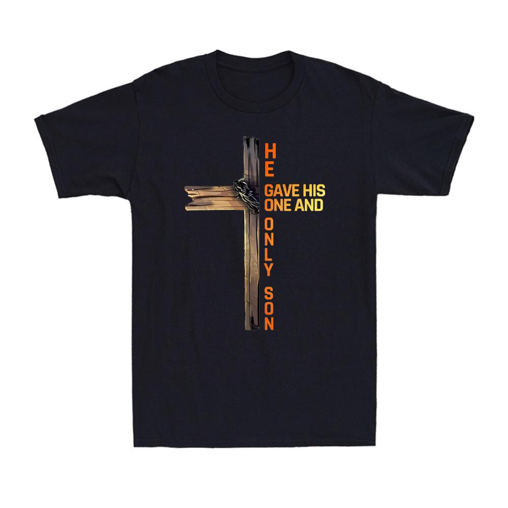 He Gave His One And Only Son Christian Cross Bible John 3:16 Reflection T-Shirt XXXL