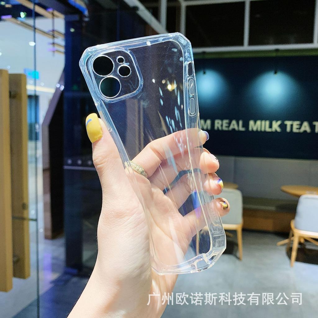 Applicable to iPhone12-6.1 transparent straight-sided square mobile phone case Apple 13/15OPRO all-inclusive tpu protective case