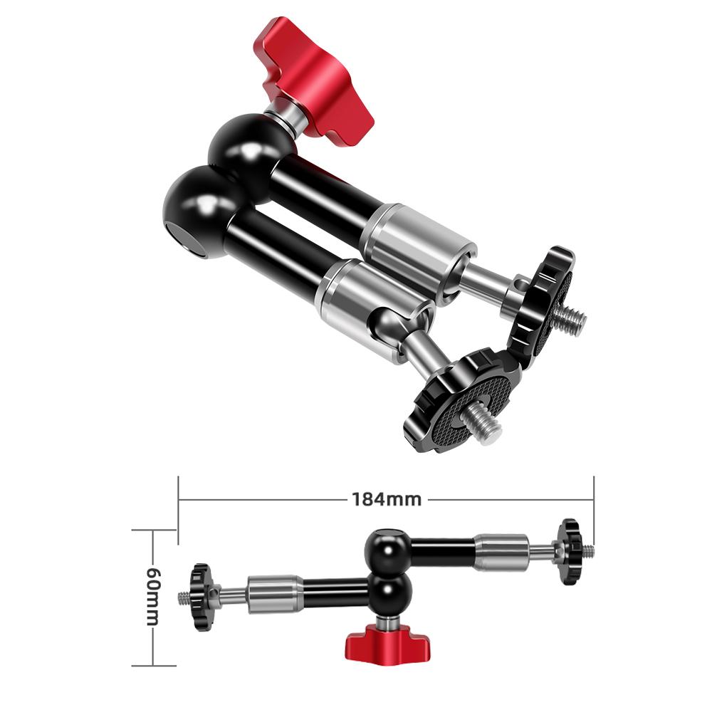Adjustable Articulating Friction Arm Flexible Extension Bracket Aluminum Alloy with Dual 1 4 Inch Screw 360 Degrees