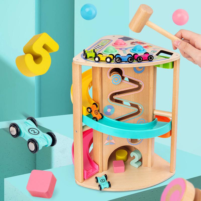 

Wooden Toy Toddler Creative Play With Rotating Slide Car For Cognitive Growth