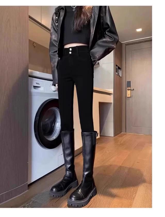 Women's High-Waisted Fleece-Lined Skinny Pants for Winter 2025 - Perfect for Sports & Yoga
