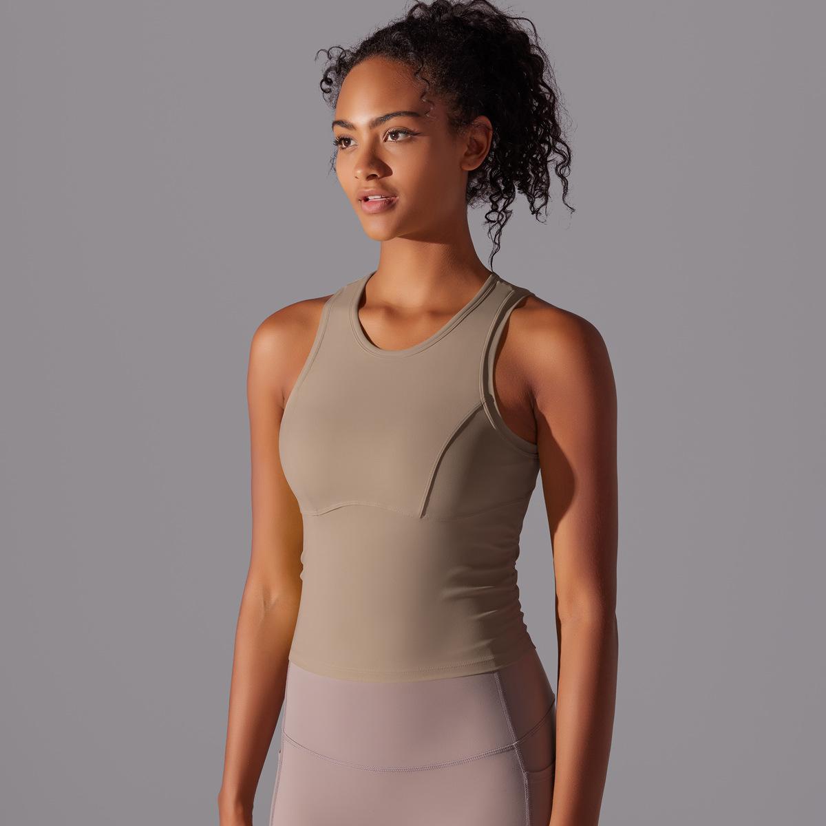 Двусторонний нейлоновый однотонный плотный жилет с круглым вырезом для занятий спортом — фото 17