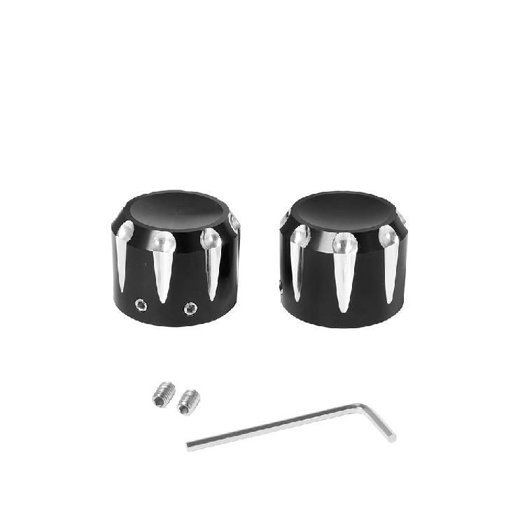 2x Motorcycle Front Axle Nut Covers Caps Aluminum Black/Chrome For Harley Sportster Touring Softail Dyna VRSC Fat Bob Wide Glide