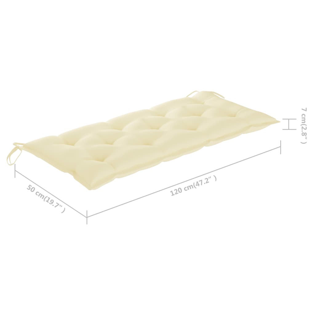 Bamboo Garden Bench with Cushion 120 Cm Cream Color
