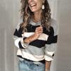 Fashion Women Loose Striped Knit Sweater Pullover Long Sleeve Loose Sweater Tops