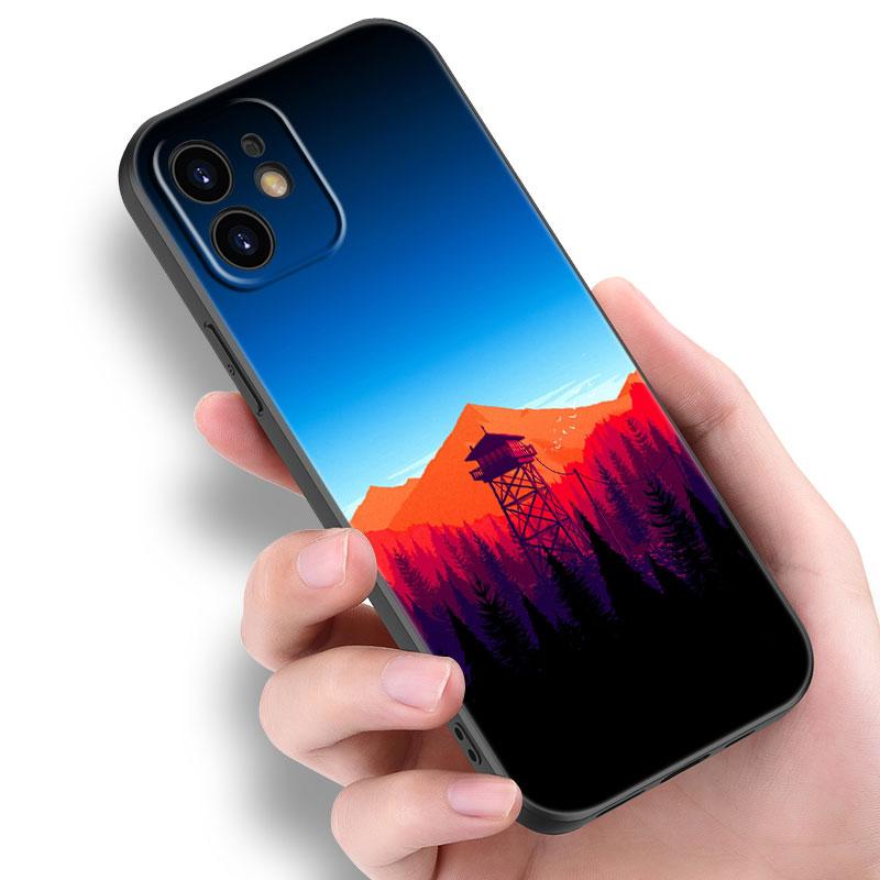 Deep Forest Firewatch Phone Case For Apple iPhone 14 13 12 Mini 11 Pro Max 7 8 XR X XS 7 8 Plus SE 2020 2022 Black Cover