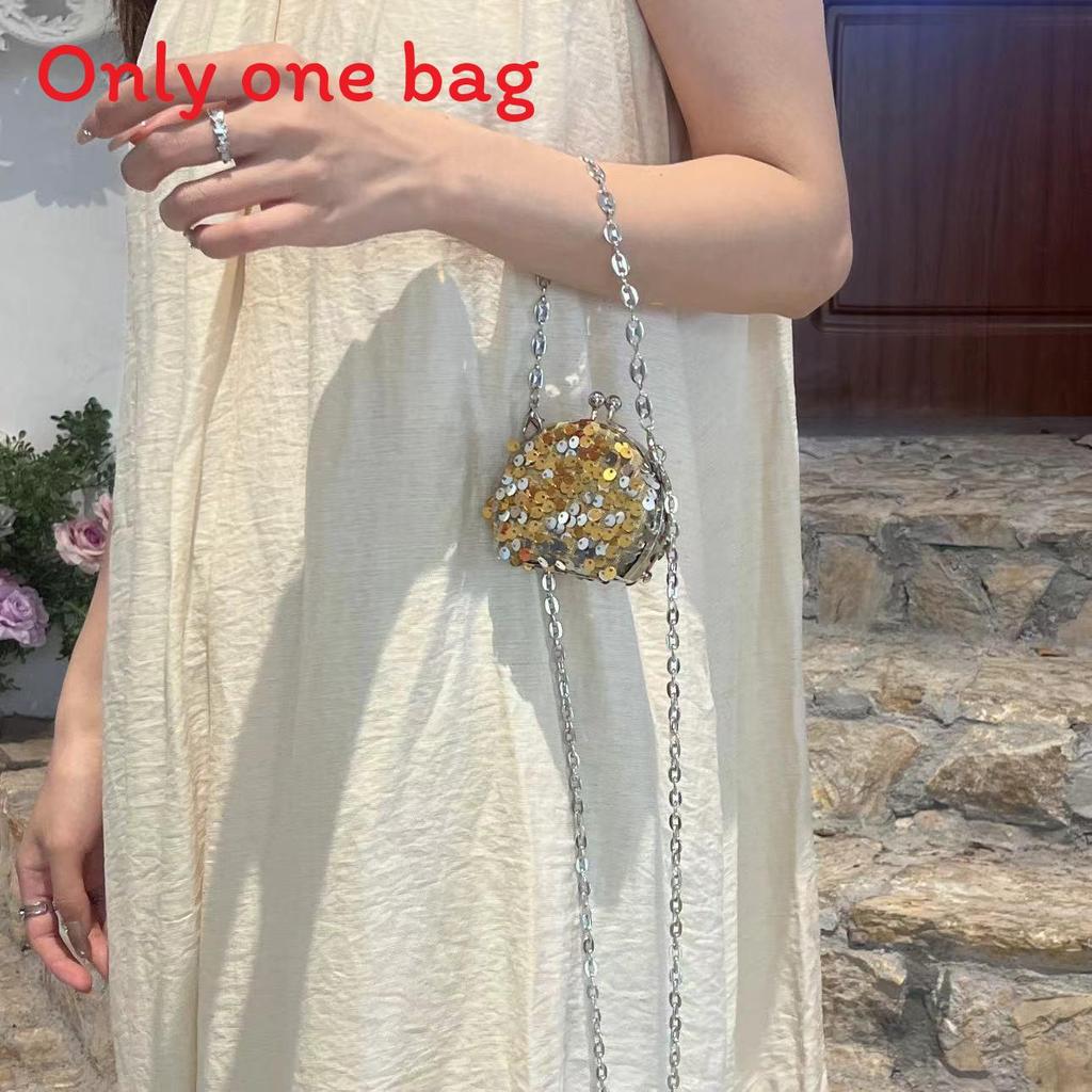 Acrylic Mini Box Bag With Chain Strap And Sequin Embellishments For Casual Travel