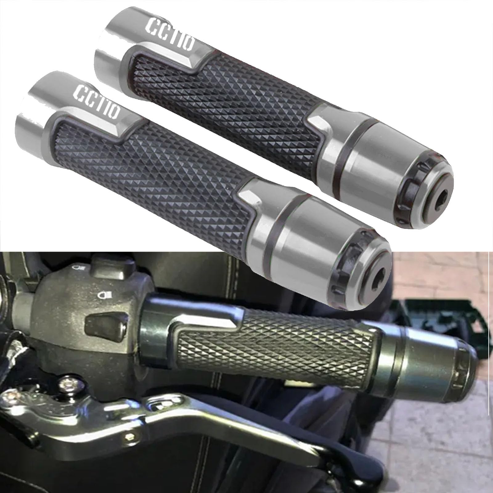 

HUANGCJCJ FOR CROSS CUB CC110 2020-2021-2022-2023-2024 22 mm 7/8 Universal Motorcycle Handlebar Grip (Titan Gray) [Parallel Import]