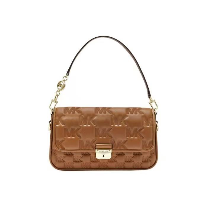 

Michael Kors Bradshaw Puffed Textured Commuter Fashion Monogram Faux Leather Shoulder Bag Women Shoulder Bag Brown 30S2G2BL1L-230 Basic Set (Bag+Dust Bag)