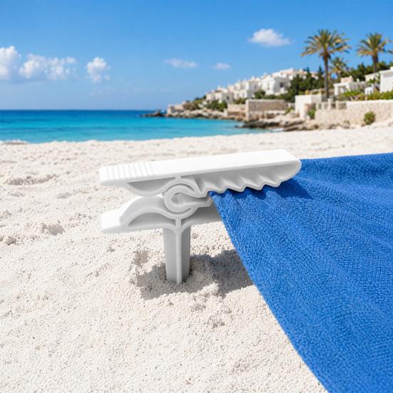 4Pcs Beach Towel Clips Windproof Towel Holders, Beach Towel Anchoring Stakes Clips, Outdoor Mat Anchors Stakes Clamps, Plastic Picnic Blanket Holders