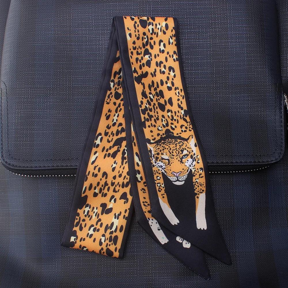 

Женский шелковый шарф с рисунком животных, тонкий, узкий, с ручкой для сумки, маленький шелковый шарф, сумка-сумка с ручкой, шарф-лента, повязка на голову для волос