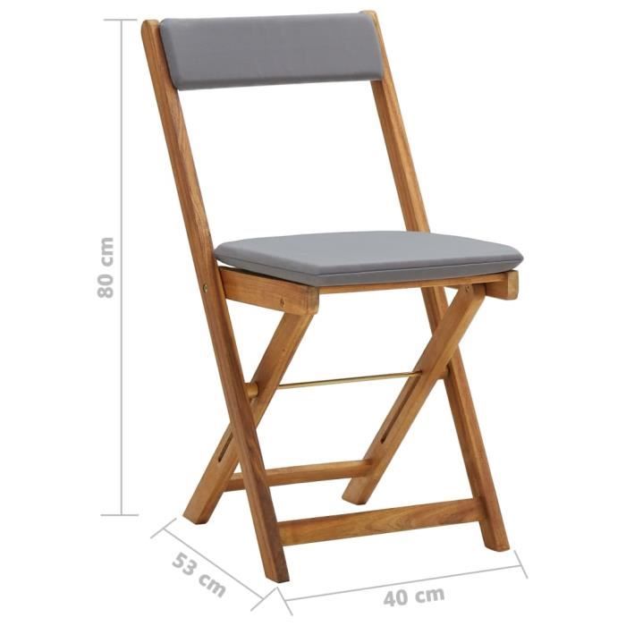 Meuble de bistro pliable avec coussins - Bois - 60 x 60 cm