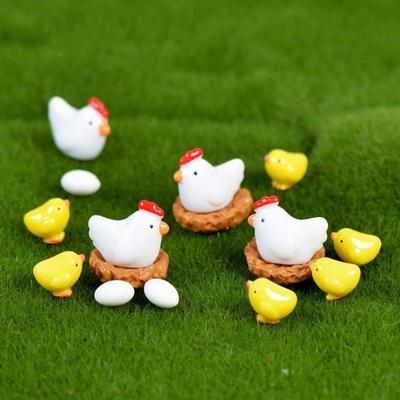 16Pcs/set DIY Decoração de Jardim de Fadas Mini Galinha Pintinho Animal Miniaturas Mini Figuras Terrário de Musgo Micro Paisagem