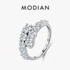 MODIAN 925 Silver Classic Luxury Round CZ Eternity Band Rings For Women Wedding Engagement Statement Jewelry Gift