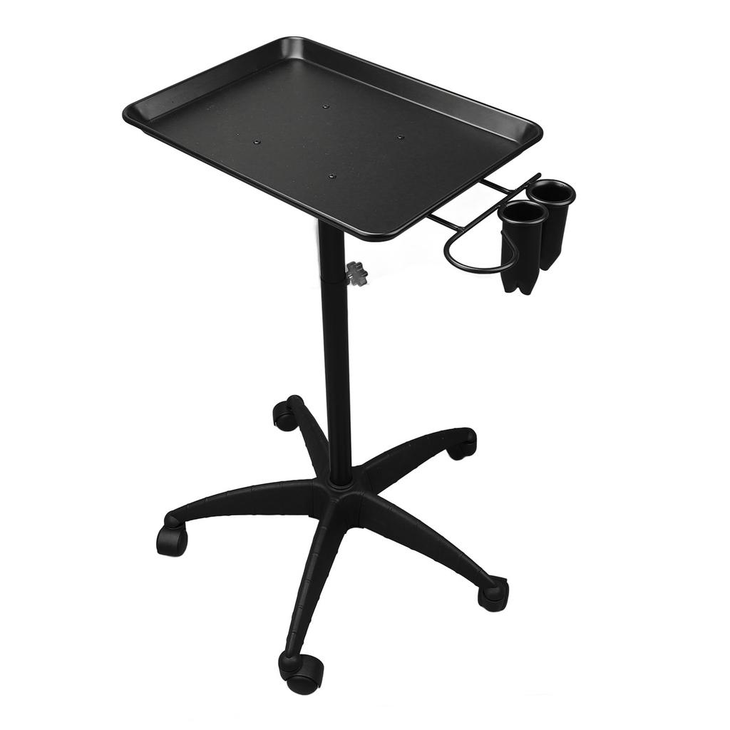 Salon Tray Cart Adjustable Height Salon Rolling Tray Aluminum Tattoo Tray Trolley with Hair Dryer