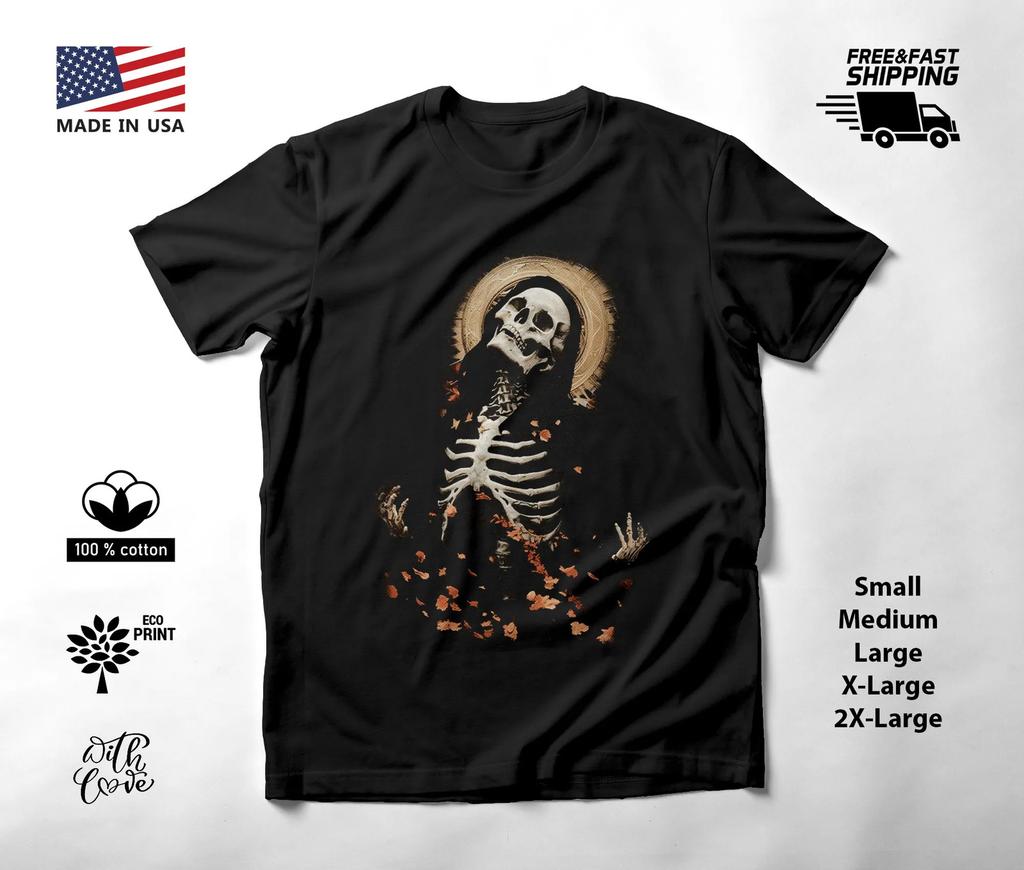 Autumn Halo Skeleton T-Shirt Black Unisex S-2XL