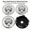 4Pcs/Set 56+60mm Universal Wolf Emblem Car Wheel Center Hub Cap Stickers Auto Rim Cover Exterior Accessories