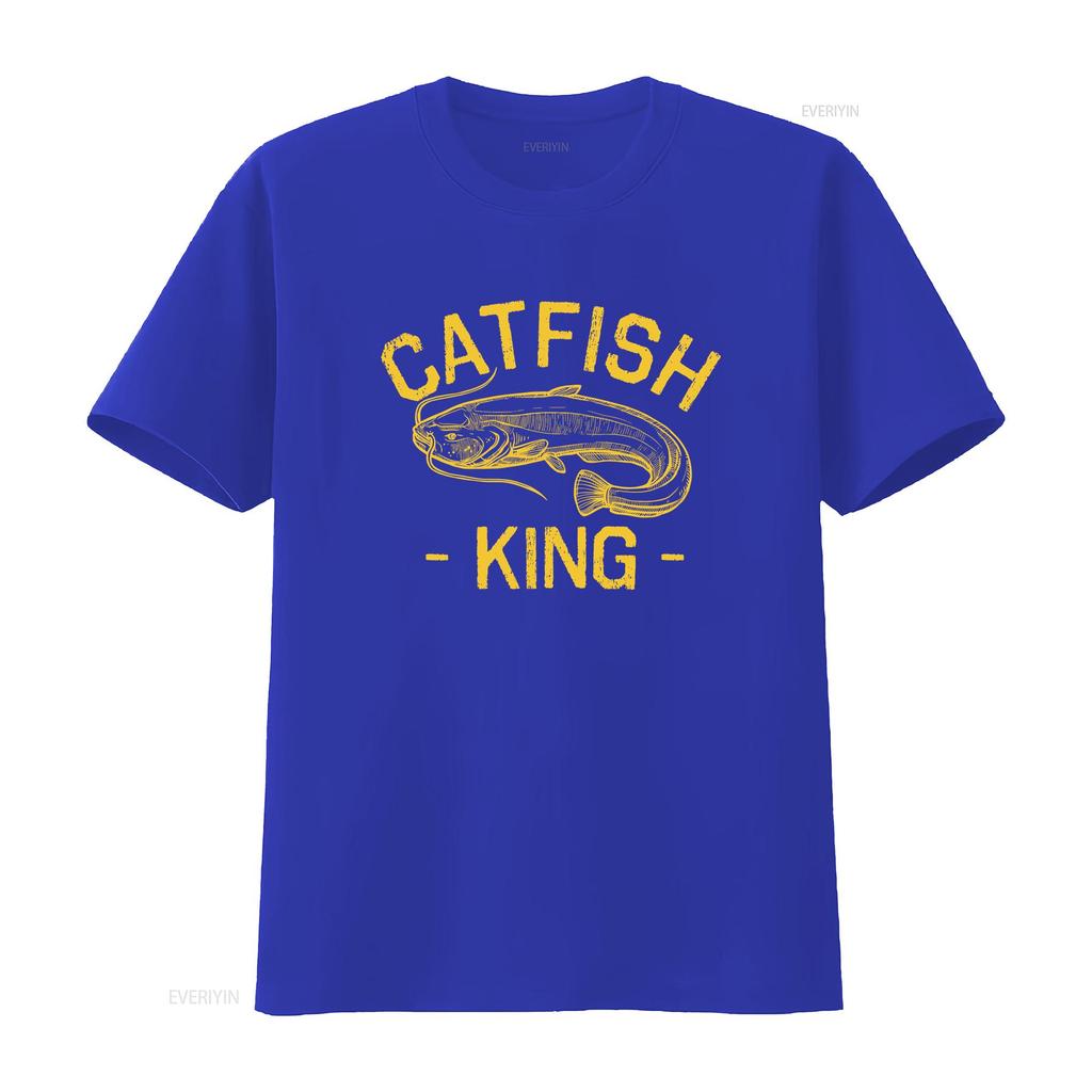 Catfish King T Shirt Funny Catfishing Fishing tee vintage Washed homme fashion Unisex Casual Comfortable Stretched Soft
