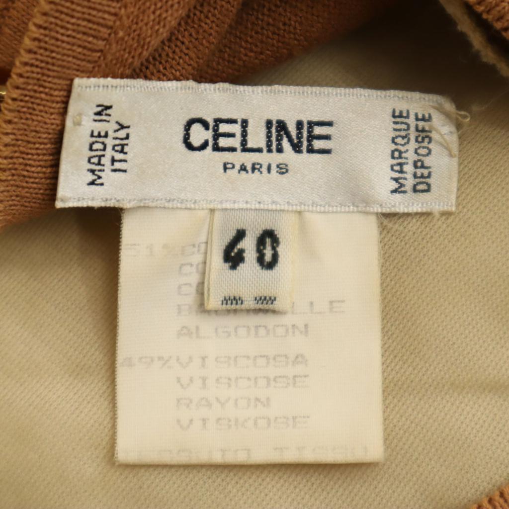 Celine 90s Old Made In Italy Overall Handle Short Sleeve Knit 40 Beige Women Used
