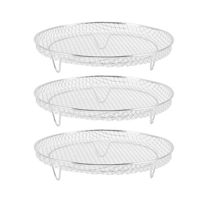 3 Peças Racks Desidratadores para Fritadeira de Ar Empilháveis Aço Inoxidável de Qualidade Alimentar Desidratação de Frutas Carne Ar