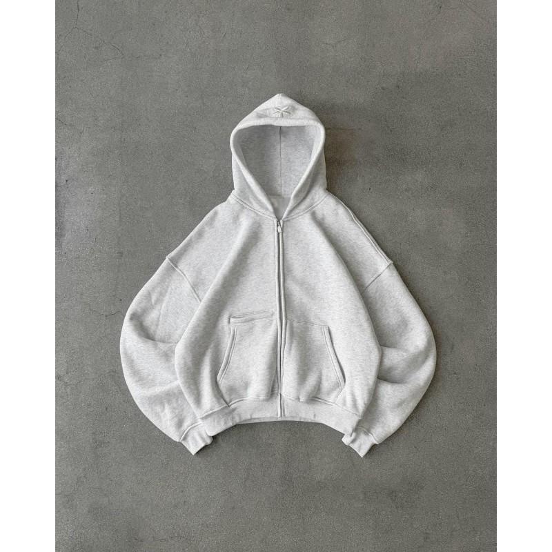 Y2K American Vintage Basic Zip-Up Hoodie Pants Set Unisex Casual Solid Color Streetwear