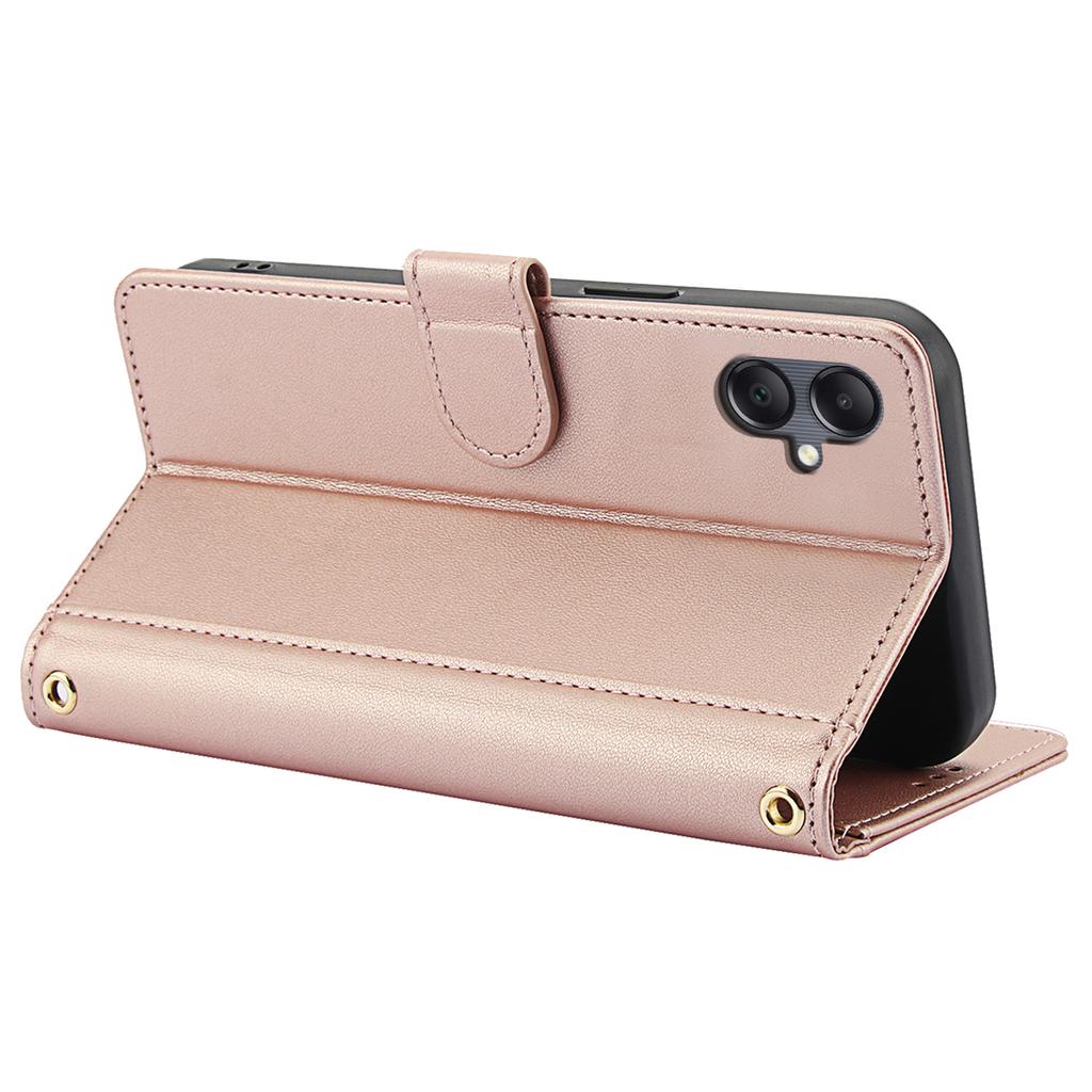 SY-003 For Samsung Galaxy A06 4G Case PU Leather Stand View Phone Wallet Cover with Hand Strap