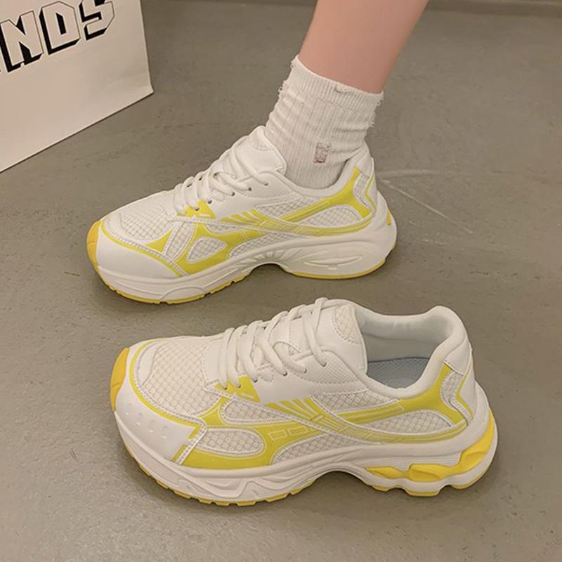 Fashion Spring Autumn Breathable Mesh Sneakers Women Mix Color Lace Up Sports Shoes Woman Wear Resistant Platform Casual Shoes Mujer