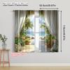 2pcs   Fashionable Curtains 2D print Hawaiian Beach Scene Fabric (without rod) Versatile All for Bedroom   Living Room