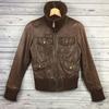 Goose Craft Riders Jacket Lamb Leather Jacket / Women's S / Brown / Bike Jacket / Rib Collar Cuffs Hem / Blouson Outer
