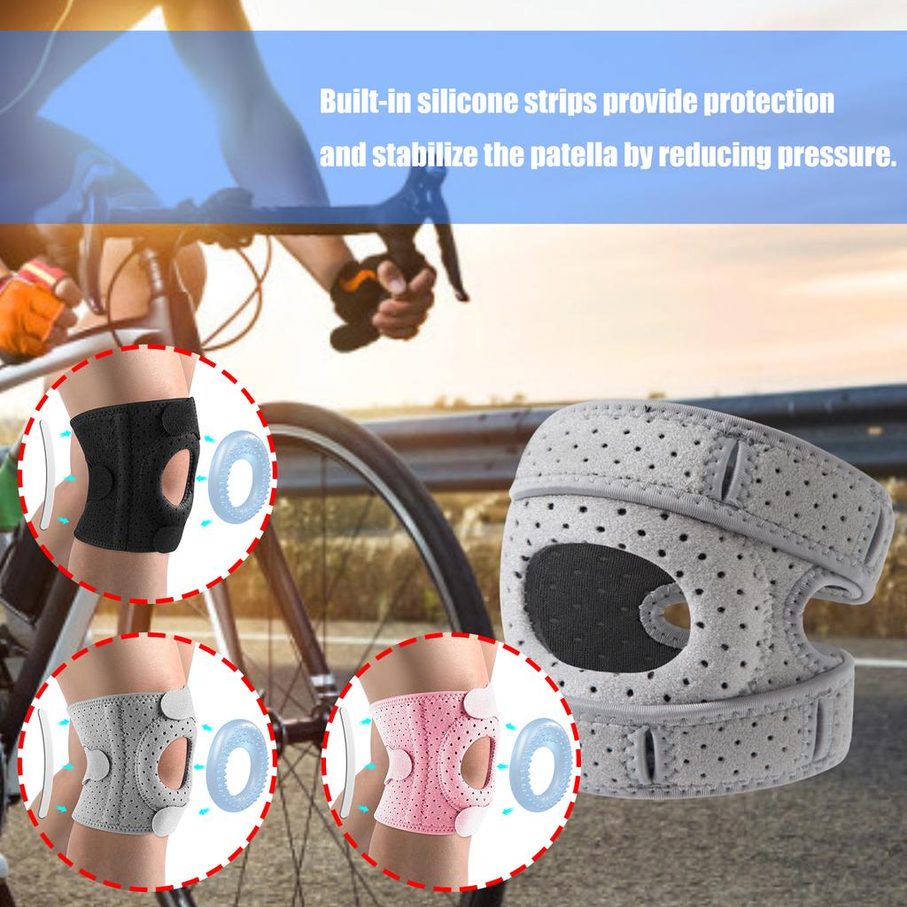 Patella Tendon Knee Brace Compression Patella Knee Support Adjustable for Baseball Basketball Soccer Cycling Hiking