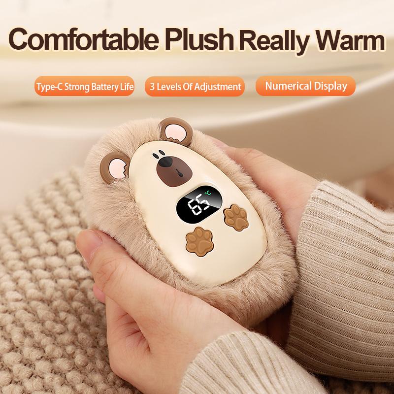 Plush Hand Warmer Winter Mini Portable Three-speed Adjustment Battery Life Long-lasting Smart Temperature Control Hand Warmer