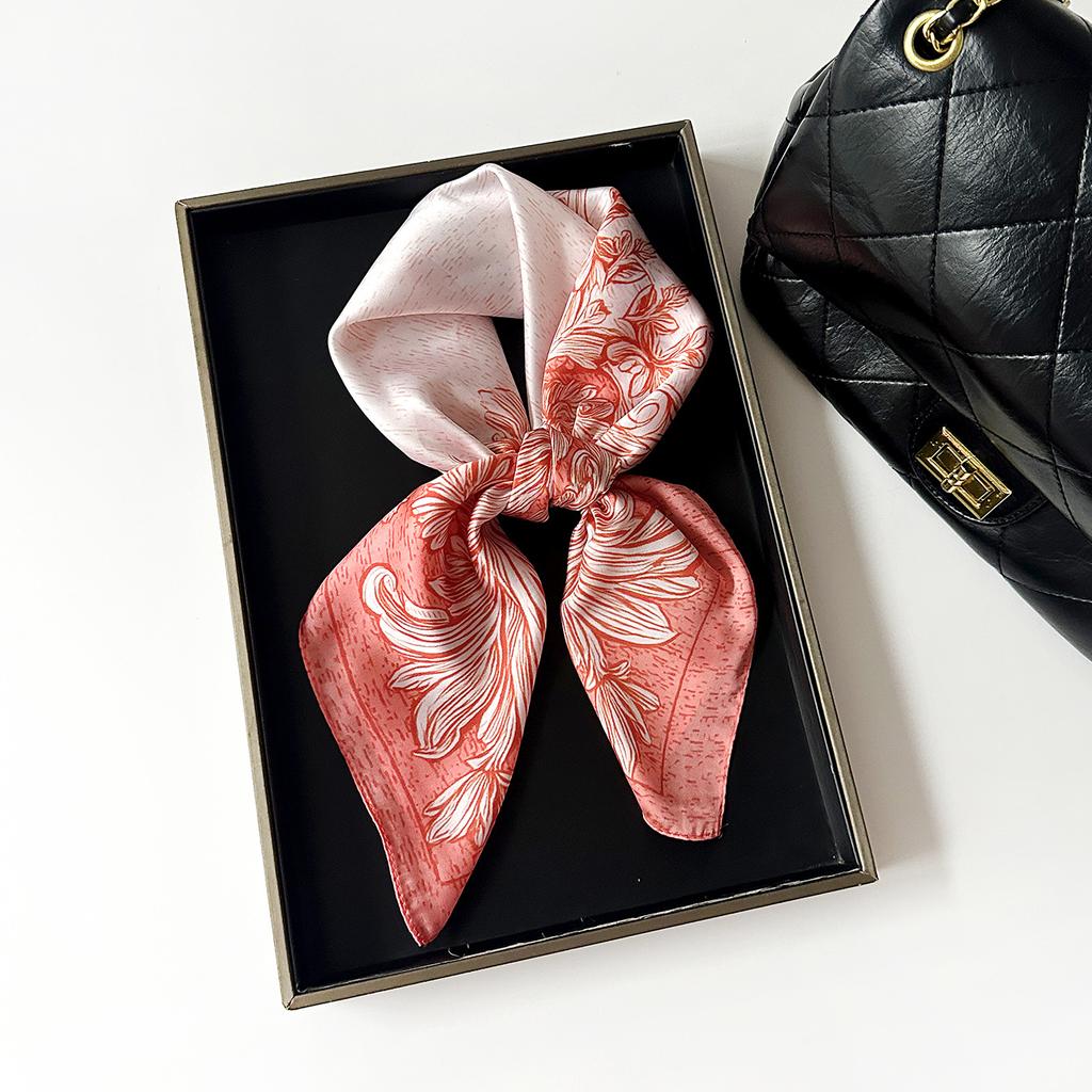 Retro Light Luxury High-end Scarf Satin Light Luxury Silk Scarf Women's Square Scarf Wholesale Spring and Summer Thin 71cm Imitation Silk