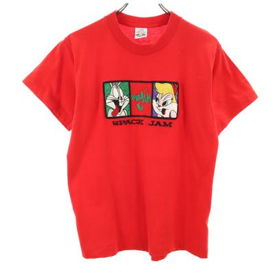 90s Made In USA Old SPACE JAM Embroidery Short Sleeve T-shirt Women Used
