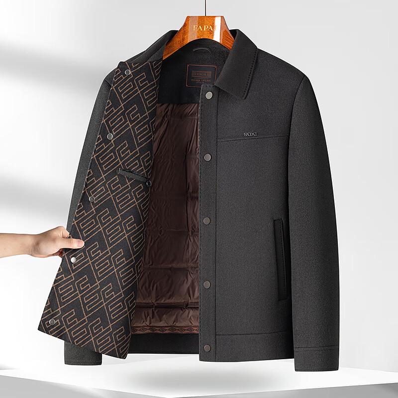 FAPAI Men's Merino Wool Blend Detachable Down Liner Wool Jacket