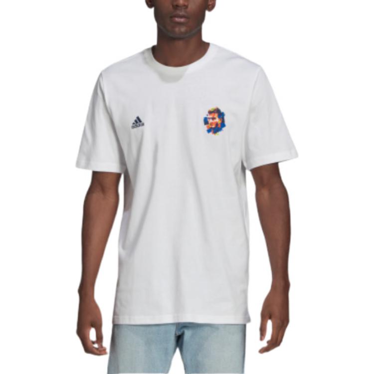 Adidas Beckham Alphanumeric Print Soccer Casual Short Sleeve T-Shirt Men Tops White HC4155