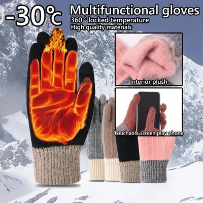 Women's Touch Screen Gloves Thickened Knitting Driver's Gloves Breathable Bicycle Gloves Unisex Winter Gloves Anti Slip Outdoor Sports