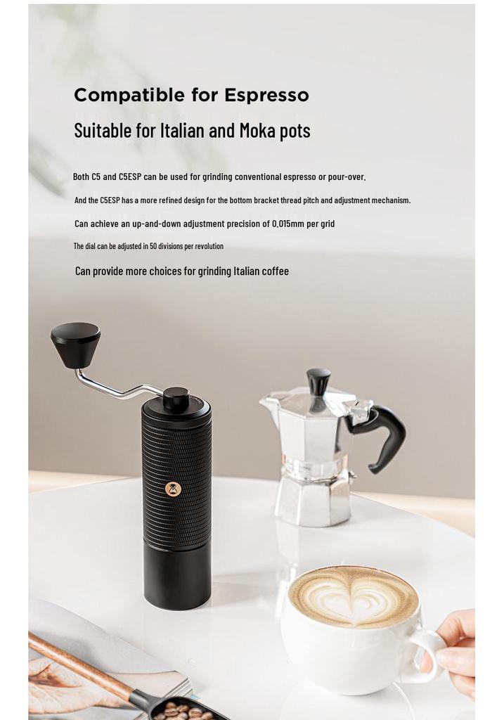 TIMEMORE Chestnut C5 Hand-Crank Coffee Grinder for Italian and Hand-Pour Brewing
