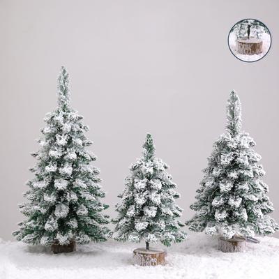 Desktop Christmas Tree Artificial Snow Frost Pine Tree Christmas Ornaments Tree Xmas Flocking Tree Xmas Holiday Table Decoration