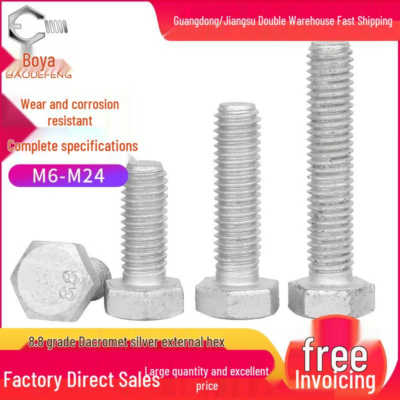 Grade 8.8 Dacromet Hexagonal Bolt (M6-M24) M10x20 (10 pcs)