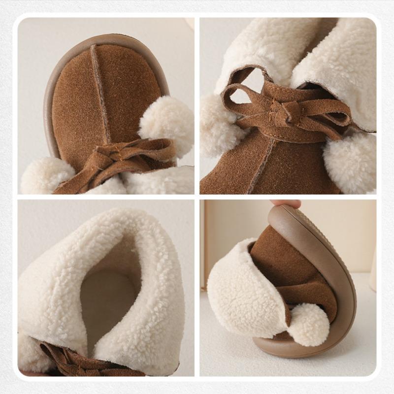 Girls snow boots cute lapel autumn and winter new children girl treasure short gang retro Korean hairball