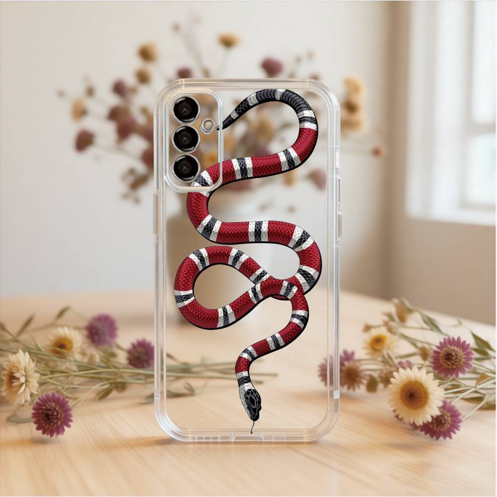 Stylish Black S-Snake Print Phone Case Transparent Silicone Soft For SamsungA10,12,20,21S,30,31,40,50,51,52,70,71 Samsung a21s