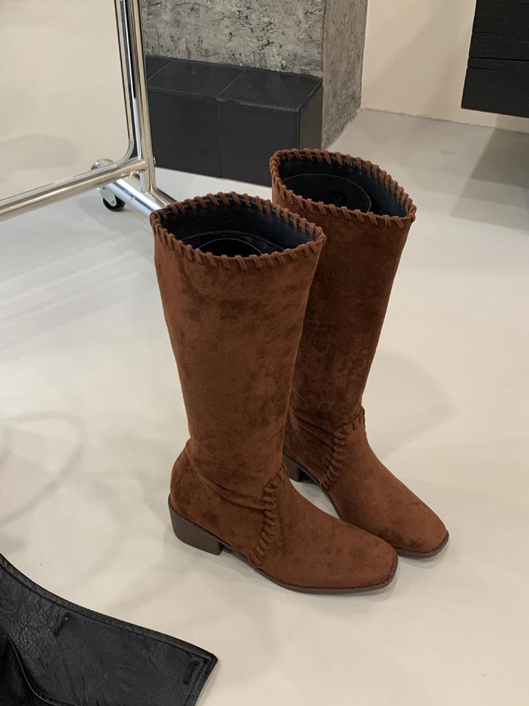 2025 Autumn New Korean Version of Retro Small Martin Boots, Thin Thick Heel Versatile High Boots for Women