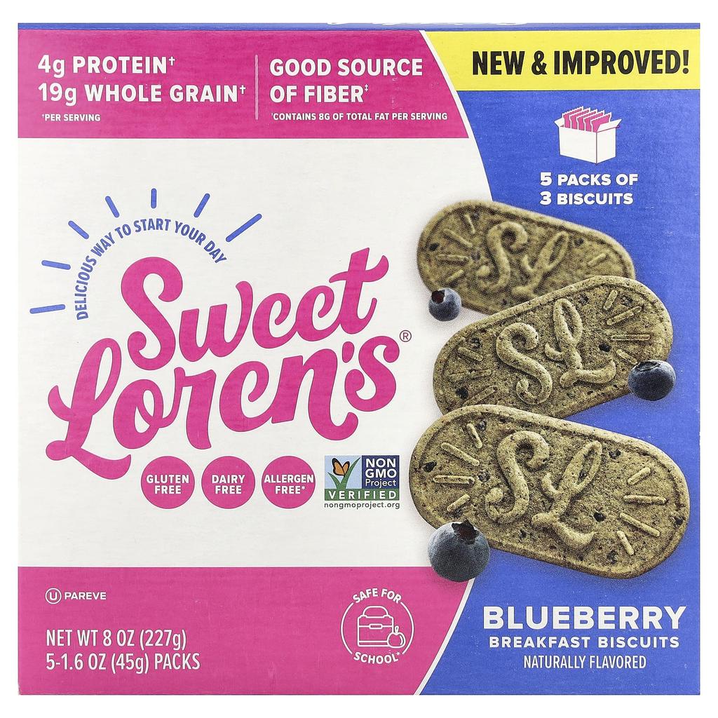 Sweet Loren's Breakfast Biscuits, Blueberry, 5 Pack, 45g (1.6oz) Each