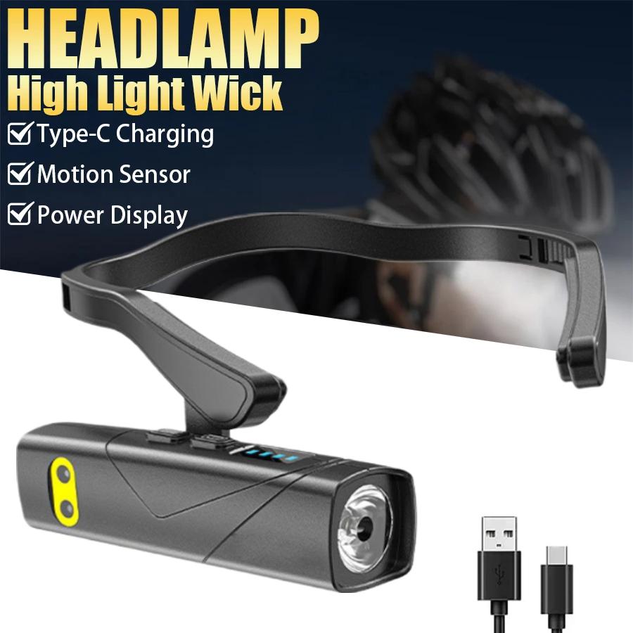 Induction LED Headlamp  Ear Hook Lightweight Waterproof Hands-Free Flashlight for Fishing Cycling Running Camping Hiking